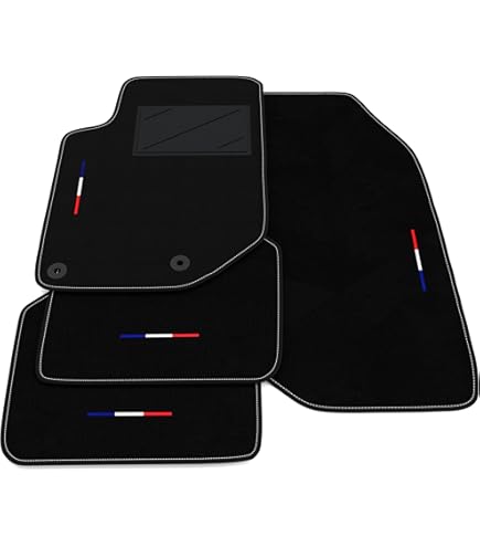 DBS - Automatten - op maat gemaakt voor 208/2008 (vanaf 2019) - met bevestigingsclips - antislip vloermatten voor auto - 4-delig, zwart