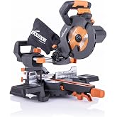 Evolution 185mm Slide Miter Saw (R185SMS+) with Multi-Material Cut, 45&deg; Bevel, 50&deg; Miter, Laser Guide, Includes Multipurpose