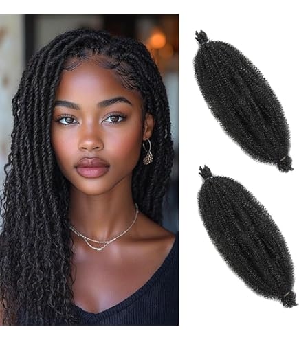 Originea Afro Kinky Curly Human Hair Bulk for Twist Braiding and Dreadlocks 100% Real Hair 10 Inch 150g Soft Spring Twist Human Hair Extensions