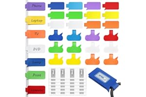Summerbrite 24Pcs Cable Labels with NFC Tags NTAG 213 Cable Tags Self Adhesive Cable Markers Reusable Cable Label Tag for Cable Management and Identification(Oval and Rectangle)