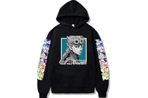 jakeydragon Unisex Anime JoJo's Bizarre Adventure Felpa con Cappuccio Giorno Giovanna Pullover JoJo Felpa Casual a Maniche Lunghe