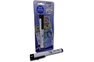 Minder 2 in 1 Forged Note Till Pen with Integrated UV Light - Ideal for Detecting Counterfeit Paper and Polymer Currency (Permanent Ink - Black, 1 Pen)