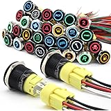 FILN 2pièces 19MM (3/4") interrupteurs à bouton-poussoir en métal automobile bateau interrupteur de voiture marine pour 12v 2