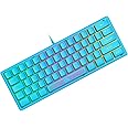 ZIYOU LANG K61 60% Percent Gaming Keyboard, Compact RGB Chroma Backlit STK61-Wired Mechanical Feel Membrane Keyboard, UK Layout Pro Mini 62 Keys, Waterproof, for PS4 XBOX PC Laptop Mac/Blue
