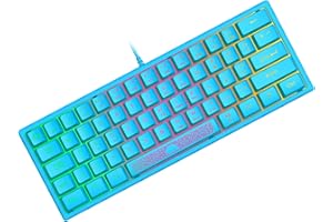 ZIYOU LANG Przenośna Klawiatura do Gier 60% RGB Chroma Podświetlany USB Przewodowy Membranowa Klawiatura Gamingowa Mechaniczne Uczucie Mini Compact 62 Klawisze UK Layout for Laptop Mac Office i Gry-Niebieski