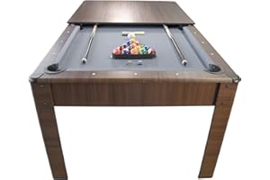 PLAY4FUN Billard Américain Harmony 6Ft - 206,5 x 116,5 x 80 cm avec Accessoires et Plateau dînatoire - Couleur Chêne (Marron) et Tapis Gris
