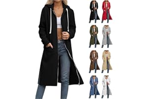 CSKJ Kapuzenjacke Damen Lang Elegant Kapuzenpullover Oversized Sweatjacke Reißverschluss Hoodie Jacke Langarm Herbst Winter Übergangsjacke Warm Fleecejacke Damenjacken Sweatshirt mit Kapuze