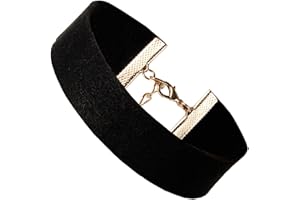 Flongo Mode Ras du Cou Collier Alliage Velours Choker Vintage Etendu Chaîne Couleur Noir Charme Bijoux Cadeaux pour Femme