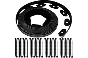 Zinueen Borde de césped de plástico flexible de 10 m x 5 cm + 50 anclajes de tierra, cercado y limitación de arriates para adoquines y empalizadas