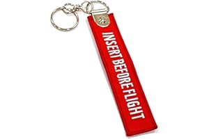 SenzaMa Portachiavi Moto Uomo Insert Before Flight con Anello Porta Chiavi in Resistente Tela Ricamata su Entrambi i Lati per Barca Auto Compatibile con Ducati Honda Bmw Ktm Kawasaki