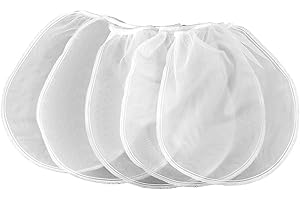 Thinp 5 Pcs Paint Strainer Bags, 1 Gallon Paint Filter Bag Disposable Fine Mesh Bags Bucket Strainer with Elastic Drawstring Top Opening Mesh Filter bag for Paints Gardening Hydroponics (White)