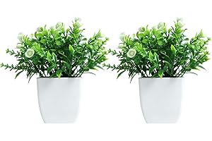 FEILANDUO 2 Piezas Plantas Decorativas Artificiales Plantas Falsas for Exterior Baño Oficina Mesa Decoración del Hogar