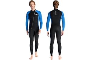 X-MANTA Kombinezon z neoprenu 3 mm, kompletny kombinezon neoprenowy, dla mężczyzn i kobiet, na całe ciało, neoprenowy kombinezon do nurkowania, z długim rękawem, utrzymuje ciepło, z przodu zamek błyskawiczny