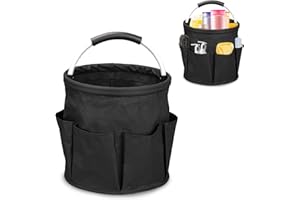 Ruaizel Cleaning Caddy with Handle, Foldable Cleaning Caddy Organiser, Cleaning Bag for Garden Small Tools Bag,Multi pocket Craft Universal (Black)