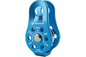 NewDoar CE Certified 28KN/6298lb Micro Pulley Fixed Side Trolley Single Rope Pulley Block for Climbing, Rescue Lifting, Hitch Tending