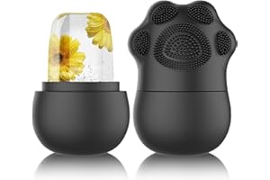 GeeRic Rouleau de glace pour le visage, brosse de nettoyage du visage en silicone, contour du visage en cube pour le cou des yeux, rouleau de massage du visage beauté outils de soin de la peau (noir)