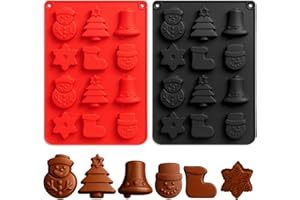 COM-FOUR® 2x Moldes de silicona para chocolates - Moldes de bombones para Navidad para hornear [la selección varía] (02 piezas - Navidad)