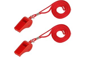 2 Pièces Sifflets Sport, Son Fort ABS Sifflet en Plastique avec Lanière Entraînement Survie Urgence Sports pour Arbitre Entraîneur Enseignant Dressage de Chien (Rouge)