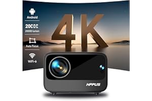 [Auto Focus/Keystone]HIPPUS Projector with WiFi 6 and Bluetooth, Projector 4K Supported 1080P Native 500 ANSI, Object Avoidance, and Screen Adaption, Projector Compatible with iOS/Android（Grey）