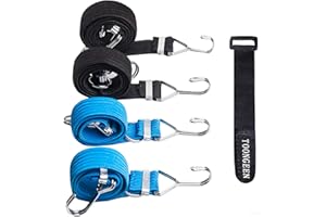 TOONGEEN Bungee Cords with Hooks 4 Pack, Elastic Rope Bungee Straps Heavy Duty for RVs Camping Trunks Caravan Bike Luggage Racks Storage (Includes 2pcs x 24", 2pcs x 39")