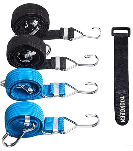 Lot De 4 Tendeurs Élastiques Réglables 2 M Avec Crochets - Sandows Plates Pour Bagages Et Camping