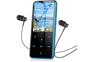 AGPTEK 64GB MP3 Player Bluetooth 5.3 with 2.4 Inch TFT Colour Screen, HiFi Music Children's MP3 Player with Speaker, Touch Buttons, FM Radio, E-Book, Recording, Support up to 128 GB, Blue