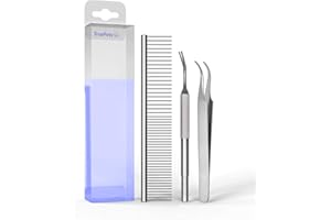 True Pets® Zeckenzange 3er Set - Hochwertige Zeckenzangen aus Edelstahl - Zeckenpinzette für Katzen-Hunde - Zeckenhaken für Menschen und Tiere - Twister tick Remover - Zeckenpinzette inkl. Kamm