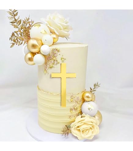 LOVENJOY Cake Topper A Croce Con Cristalli E Strass: Per Torta Di Matrimonio, Comunione E Battesimo - 2