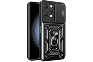RankOne La Funda para Teléfono Redmi 12 (4G) / Redmi 12 5G (6.79" Inches) PC Anello Armor Push Window Anti Drop Carcasa - Negro