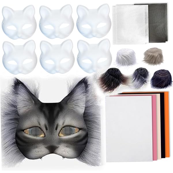 Kit Masque Therian, Faux Masque Therian Cat, Bande de Laine, DIY pour Cosplay