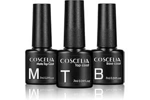 COSCELIA Base y Top Coat Semipermanente con Top Coat Mate 7ml Nail Gel de Uñas en Gel UV LED Kit de Esmaltes de Uñas