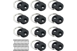 AMANDELIZABE 11 anelli di fissaggio a D, ganci ad anello per cornice, in acciaio inox a D, per fissaggio del carico in auto, kayak e rimorchi, colore nero