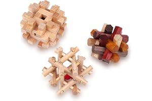 Drewniane łamigłówki dla dorosłych i dzieci - puzzle 3D, gry mózgowe, test IQ, umysłu i logiki - wymagające zabawki edukacyjne z drewna od Sharp Brain Zone