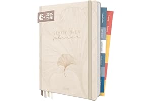 ‎HÄFFT Häfft® Lehrer-Planer 2025/2026 A5 + "Beige Ginkgo" Hardcover Lehrerkalender/Schuljahresplaner mit 236 Seiten, Stickern und mehr - nachhaltig & klimafreundlich