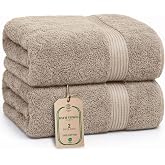HomeBurg Luxe Set of 2 Bath Towels - Large, Soft &amp; Absorbent, Durable, Gentle on Skin, Machine Washable, 65&times;137 cm, Sand/Beig