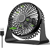 Galros Ventilatore da tavolo USB, piccolo, con 3 velocità regolabili, silenzioso, rotazione a 360°, portatile per casa, uffic