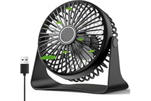 Galros Ventilatore da tavolo USB, piccolo, con 3 velocità regolabili, silenzioso, rotazione a 360°, portatile per casa, ufficio, esterno
