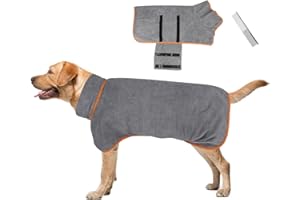 MEINRAUM Hundebademantel Mikrofaser, Extra Saugfähig Bademantel Hund, Schnell Trocknender Hunde Badetuch mit Verstellbaren Trägern, Hundehandtuch Weich für Große Mittel Kleine Hunde Und Katzen (L)