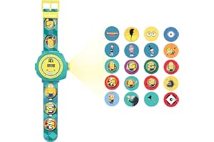 Lexibook, Despicable Me, Minions, Orologio da proiezione regolabile con schermo digitale, 20 immagini dei Minions, per bambini, blu/giallo, DMW050DES
