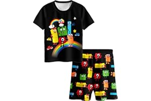 Brigcalki Boys Short Pyjamas Set Kids Short Sleeve Pjs Cartoon Nightwear Sleepwear 2 Piece Outfit for Boys Age 3-12