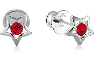 butterfly Filles Argent Boucles D'oreilles Puces Sterling 925 Rouge Vrais Swarovski Elements Étoile Emballage Durable Enfant Fille Cadeaux