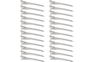 PNYXEASS 24Pcs Duck Billed Hair Clips for Styling Sectioning, Metal Hair Clips for Women Long Hair, Metal Alligator Curl Clips for Hair Roller Salon (Silver)