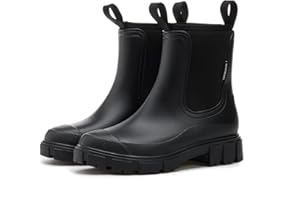 SmoothPace Gummistiefel Damen Wasserdicht Gummistiefeletten Halbhohe Chelsea Boots Rutschsicher Abriebfest Atmungsaktiv Regenschuhe Komfort Garten Stiefeletten 36-41EU