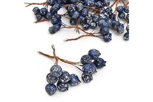 HUIANER 30PCS Artificial Berries Fake Berry Artificial Fruits for Wedding DIY Bridal Bouquet Home Kitchen Party Decoration (Blue)