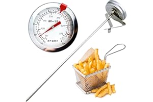 SEMINISMAR Analoges Fettthermometer,Analoges Bratenthermometer aus Edelstahl,Küchenprofi Frittier-Thermometer aus Edelstahl mit praktischem Clip,Küchenthermometer,Grillthermometer,perfekt gebraten