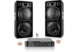 IBIZA Sound Light - Pack Sono 7000W Total 2 Enceintes 2000W - Ampli ventilé 3000W - Câbles - Mariage - Salle des fêtes - DJ - Soirée