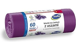 STELLA PACK Stella 023578 Lot de 16 sacs poubelle épais avec poignées, 60 L, parfum lavande, pour la maison et le bureau, en film PEBD, couleur lavande/violet