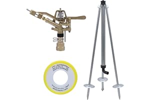 Vyrsa Kreis-und Sektorenregner VYR-65, 1 Zoll, Komplettset mit Dreibeinstativ und 12m PTFE-Dichtungsband, Kreisregner, Sektorenregner, Impulsregner, Teilkreisregner