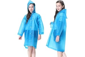 PUCIO 1 Stück Mädchen Regenmantel Leichter Kinder Regenjacke Wasserdichter Kleinkind Regenponcho mit Kapuze, Eva Atmungsaktiv Regenschutz Regenmantel Kinder für Mädchen Jungen Wandern Camping Reisen