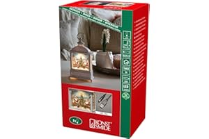 Konstsmide LED Wasserlaterne, weiß, Weihnachtsmarkt, mit an/aus Schalter, 5h Timer, 1 warm weiße Diode, batteriebetrieben & USB, Innen, 0, 1W, Batterie: 3 x AA 1, 5V (exkl.) - 4270-200